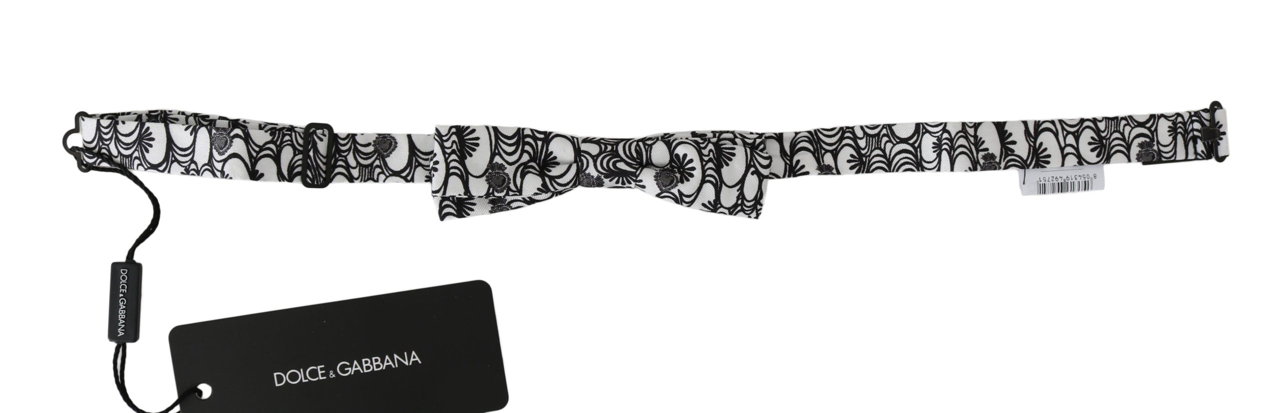 Dolce & Gabbana Black  White Floral Bow Tie
