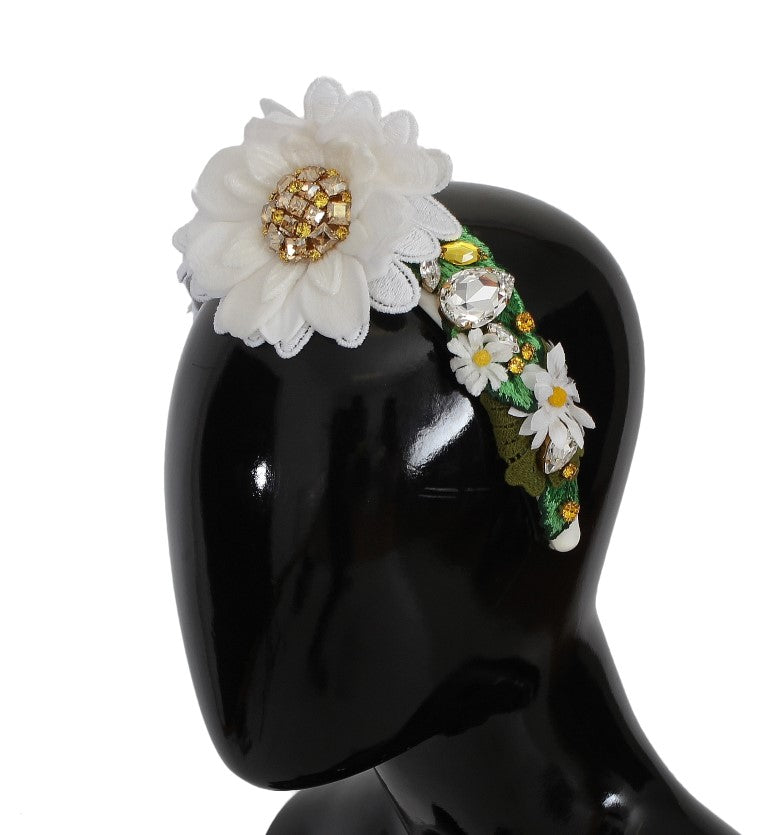 Dolce & Gabbana  White Floral Headband with Crystals