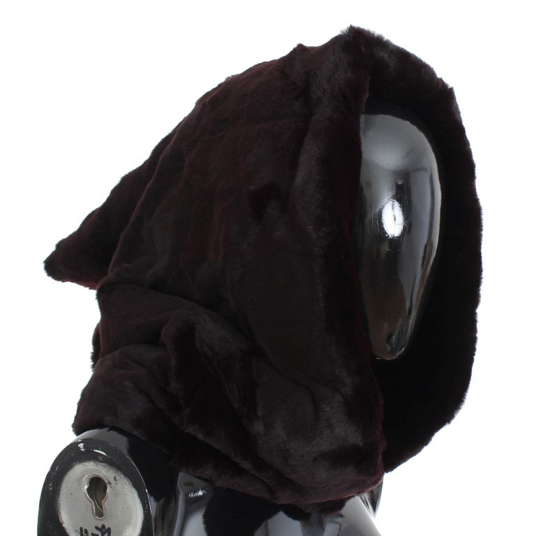 Dolce & Gabbana Purple Weasel Fur Hooded Scarf