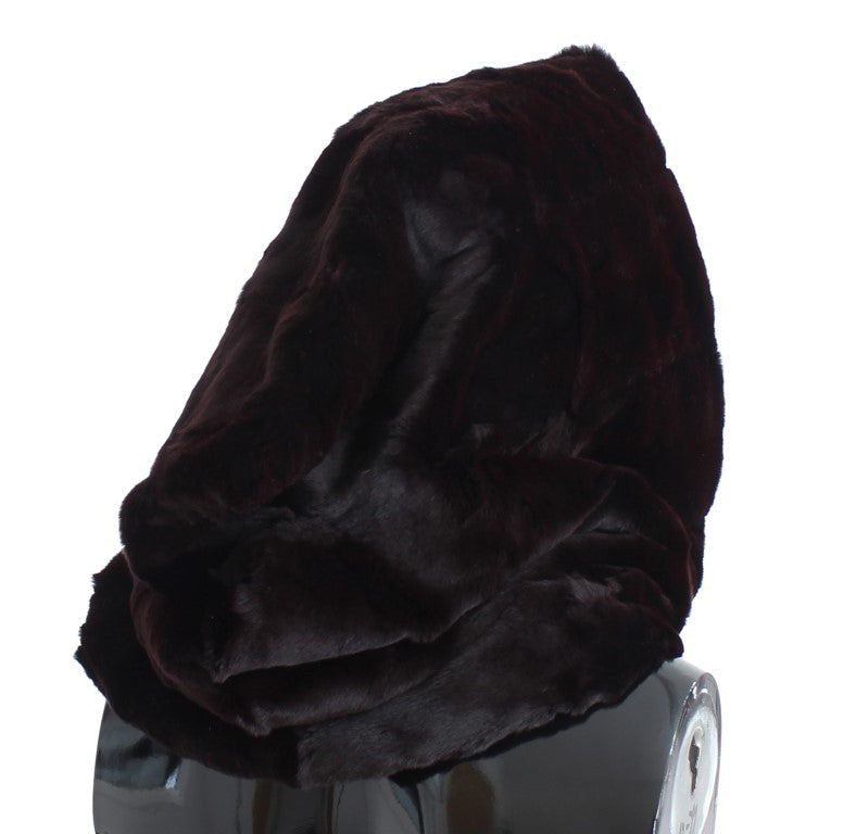 Dolce & Gabbana Purple Weasel Fur Hooded Scarf