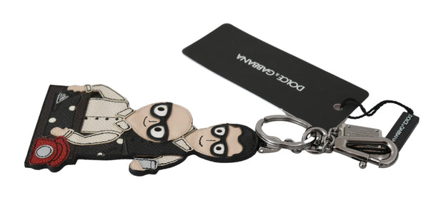 Dolce  Gabbana Leather Dominico Stefano #DGFAMILY Logo Badge Keychain