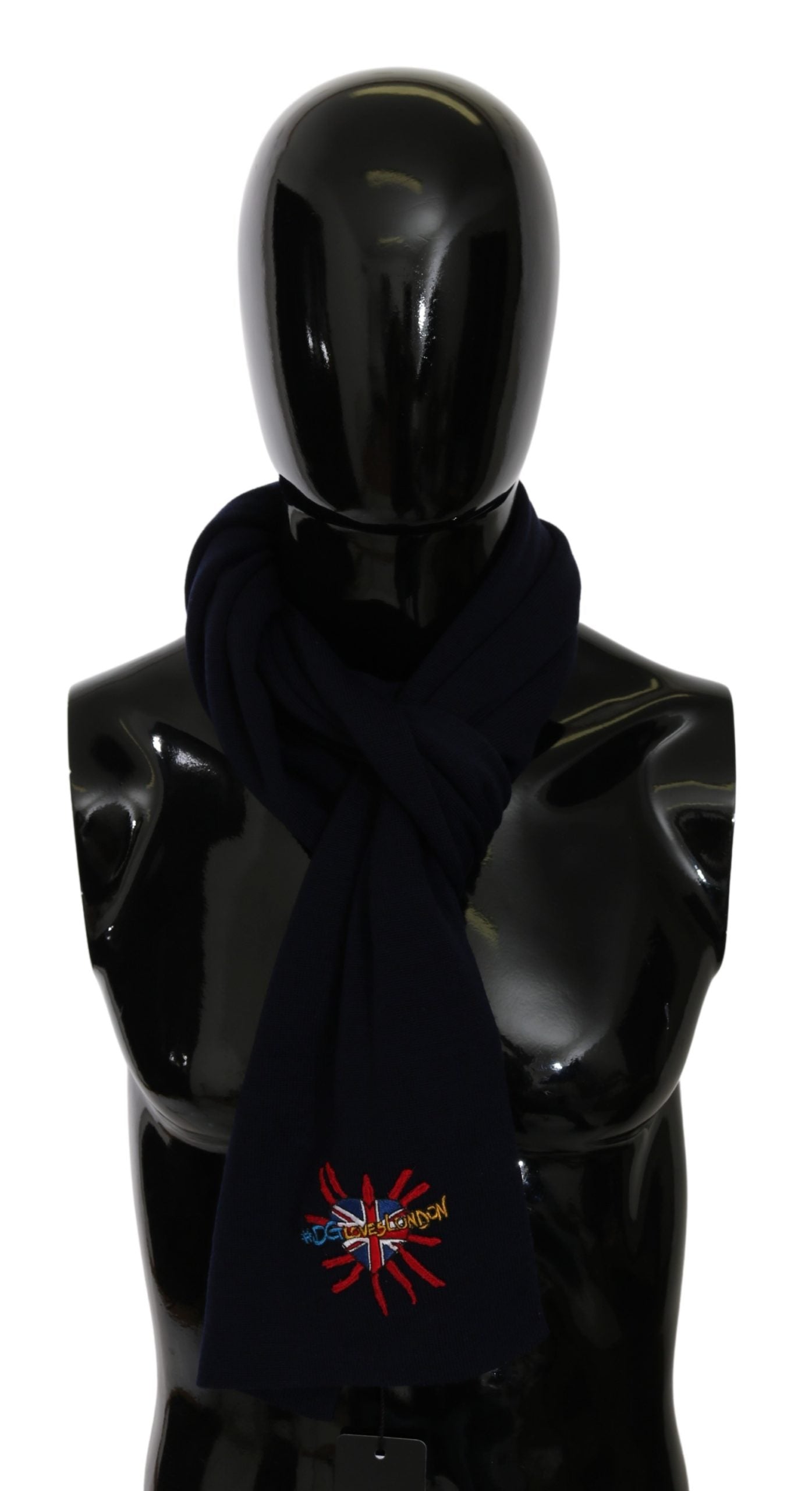 Dolce & Gabbana  Loves London Scarf Navy Blue 100% Wool