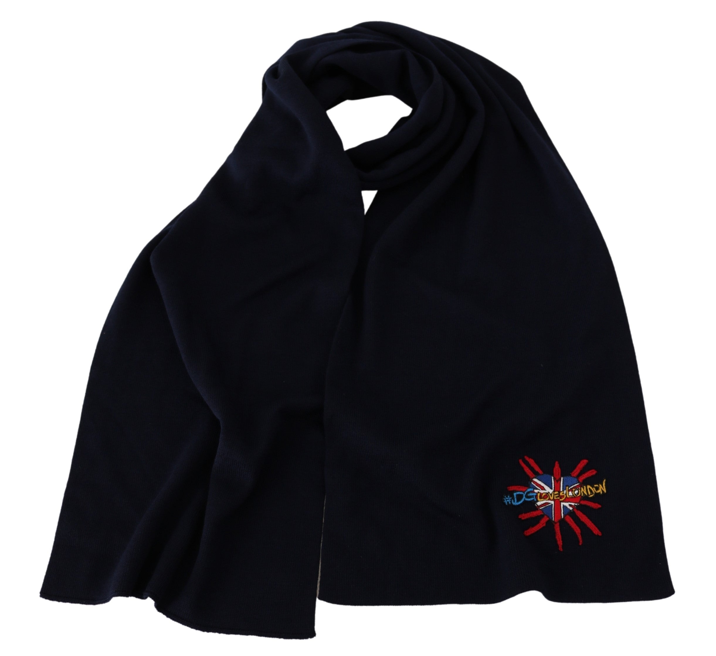 Dolce & Gabbana  Loves London Scarf Navy Blue 100% Wool