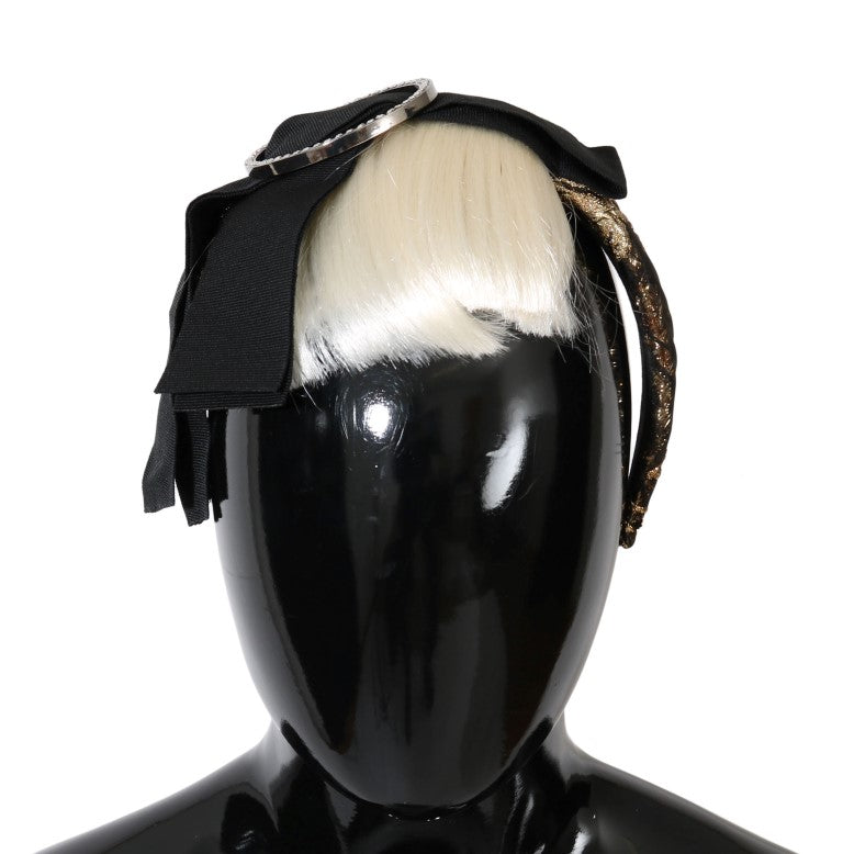Dolce & Gabbana  Black and Gold Hair Bow Headband with Blonde Hair Piece