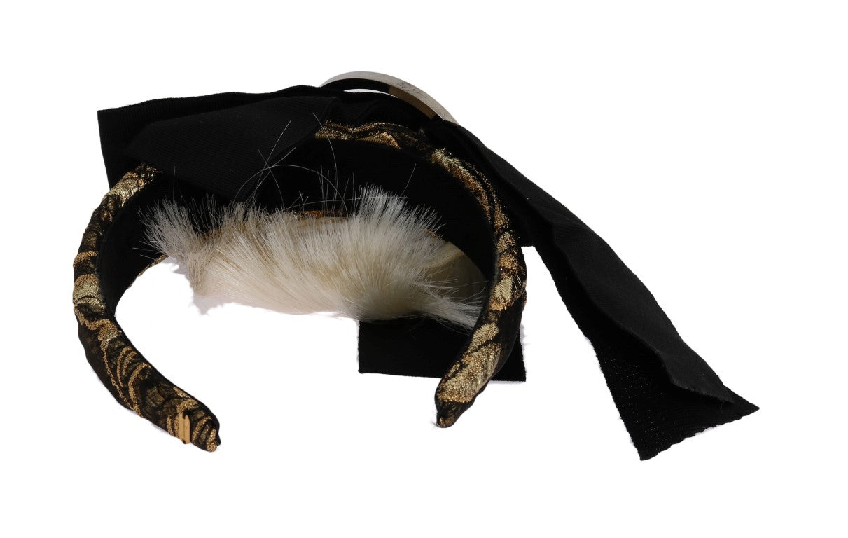 Dolce & Gabbana  Black and Gold Hair Bow Headband with Blonde Hair Piece