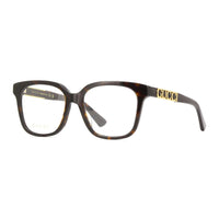 Gucci Eyeglasses Square Full Rim, Havana Frame and Clear Demo Lenses Lens GG1192O002