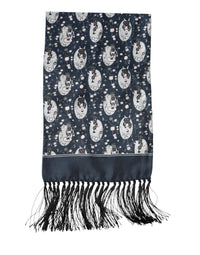 Dolce & Gabbana Navy Blue Silk Neck Wrap Shawl Men Men's Scarf