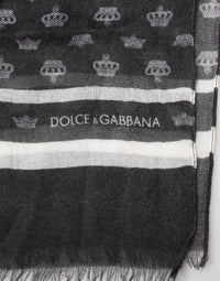 Dolce & Gabbana Black Crown Cashmere Neck Wrap Shawl Men's Scarf