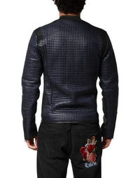 Dolce & Gabbana Blue Nylon Full Zip Bomber Men Men's Jacket