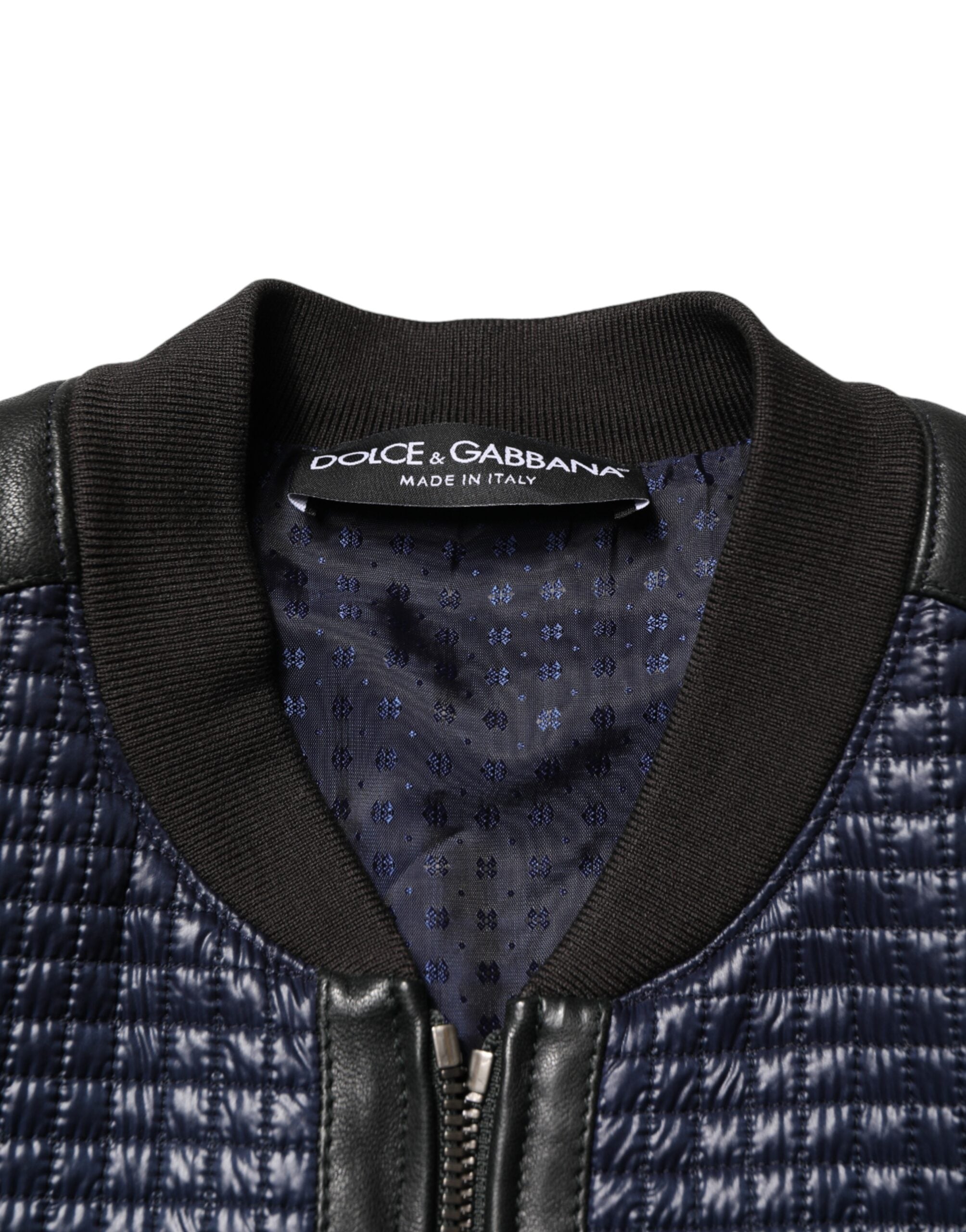 Dolce & Gabbana Blue Nylon Full Zip Bomber Men Men's Jacket