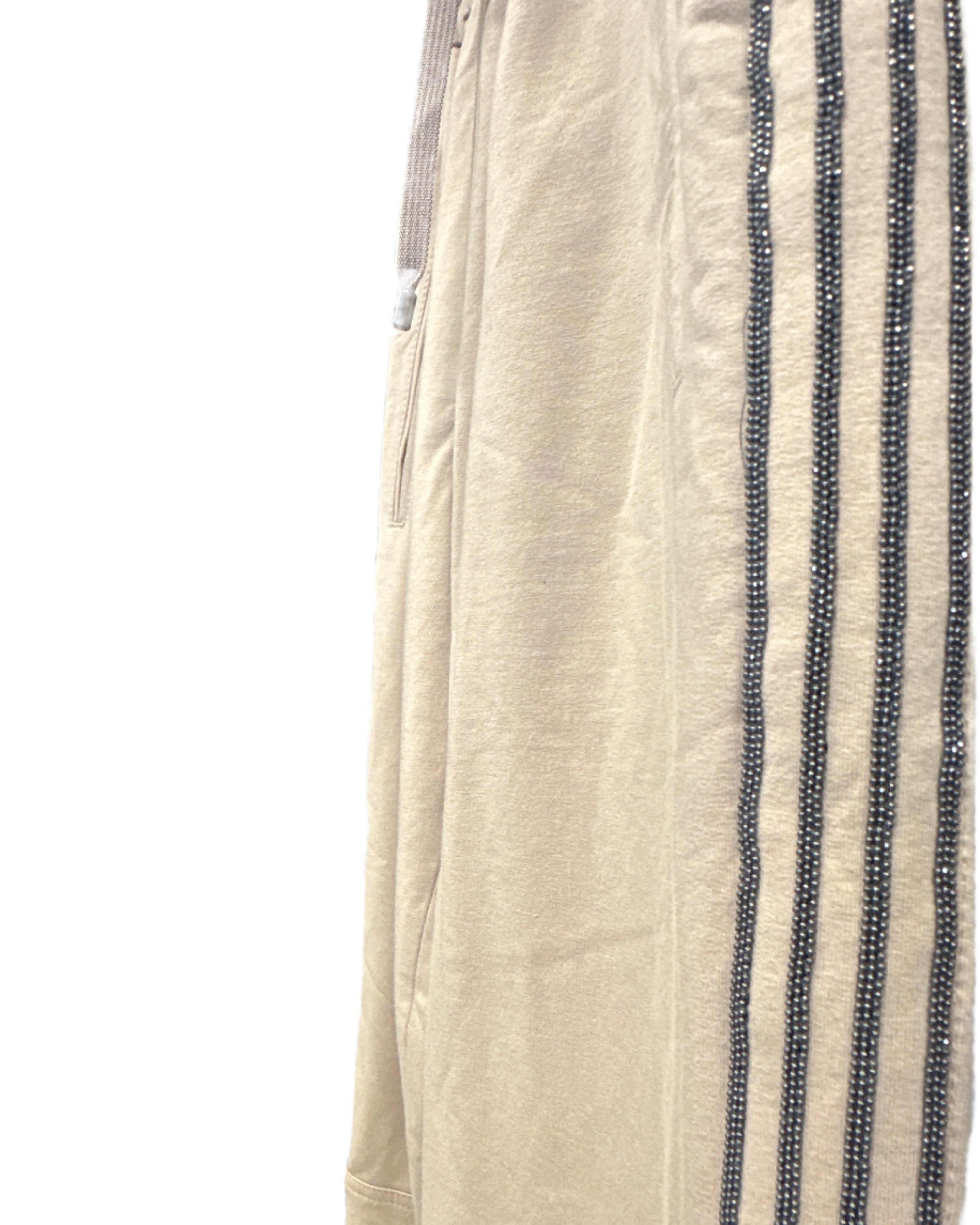 Brunello Cucinelli Cotton Three-Stripe Drawstring Jogger Pants Beige