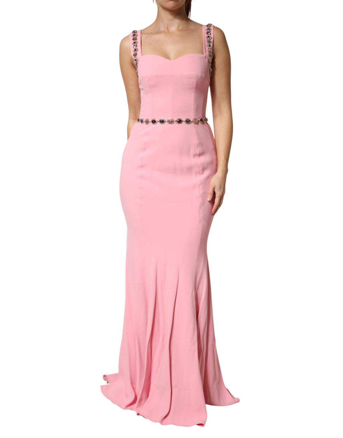 Dolce & Gabbana Dolce & Gabbana Pink Embellished Sheath Mermaid Gown Women's Dress