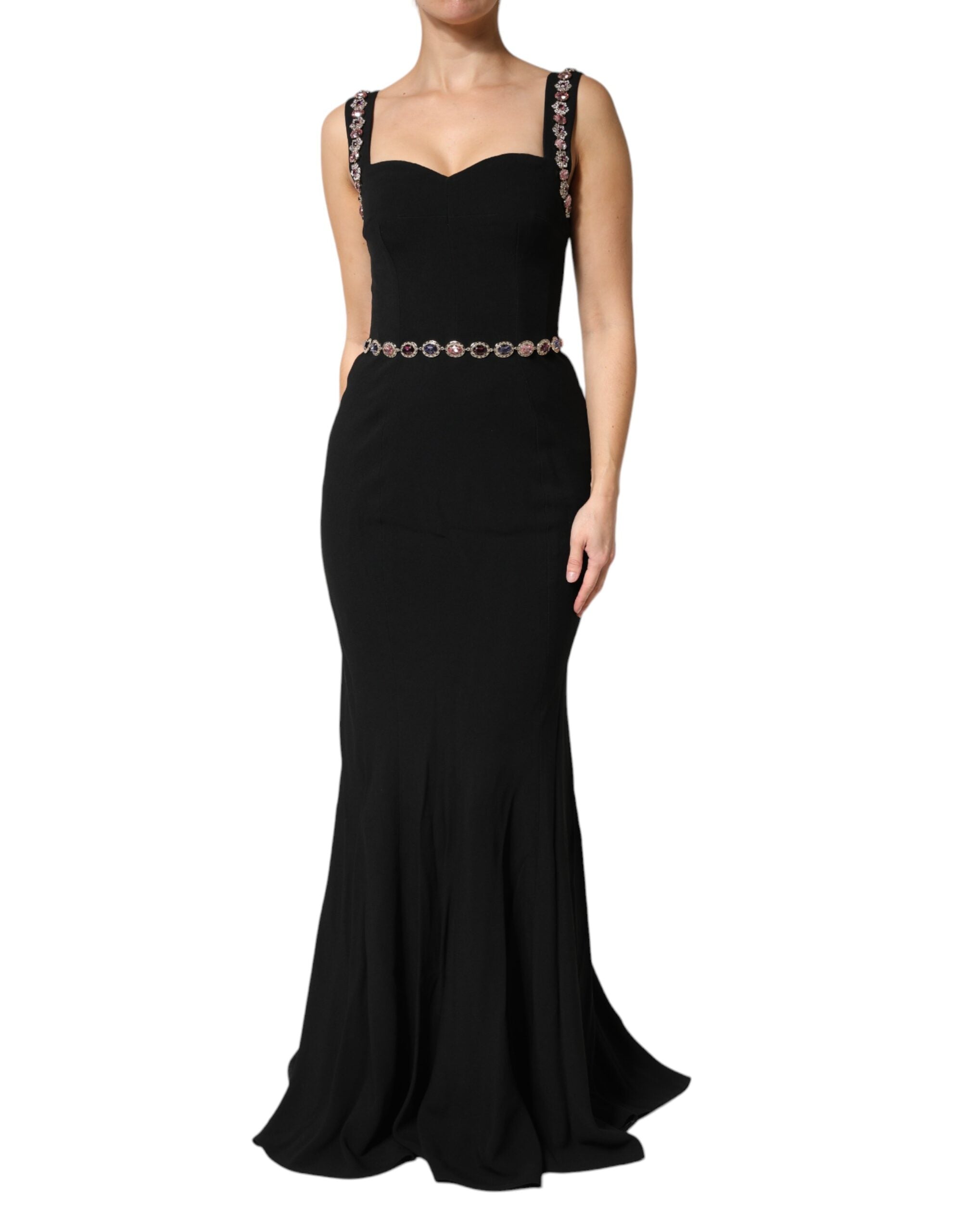 Dolce & Gabbana Black Embellished Sheath MermaidGown Women's Dress