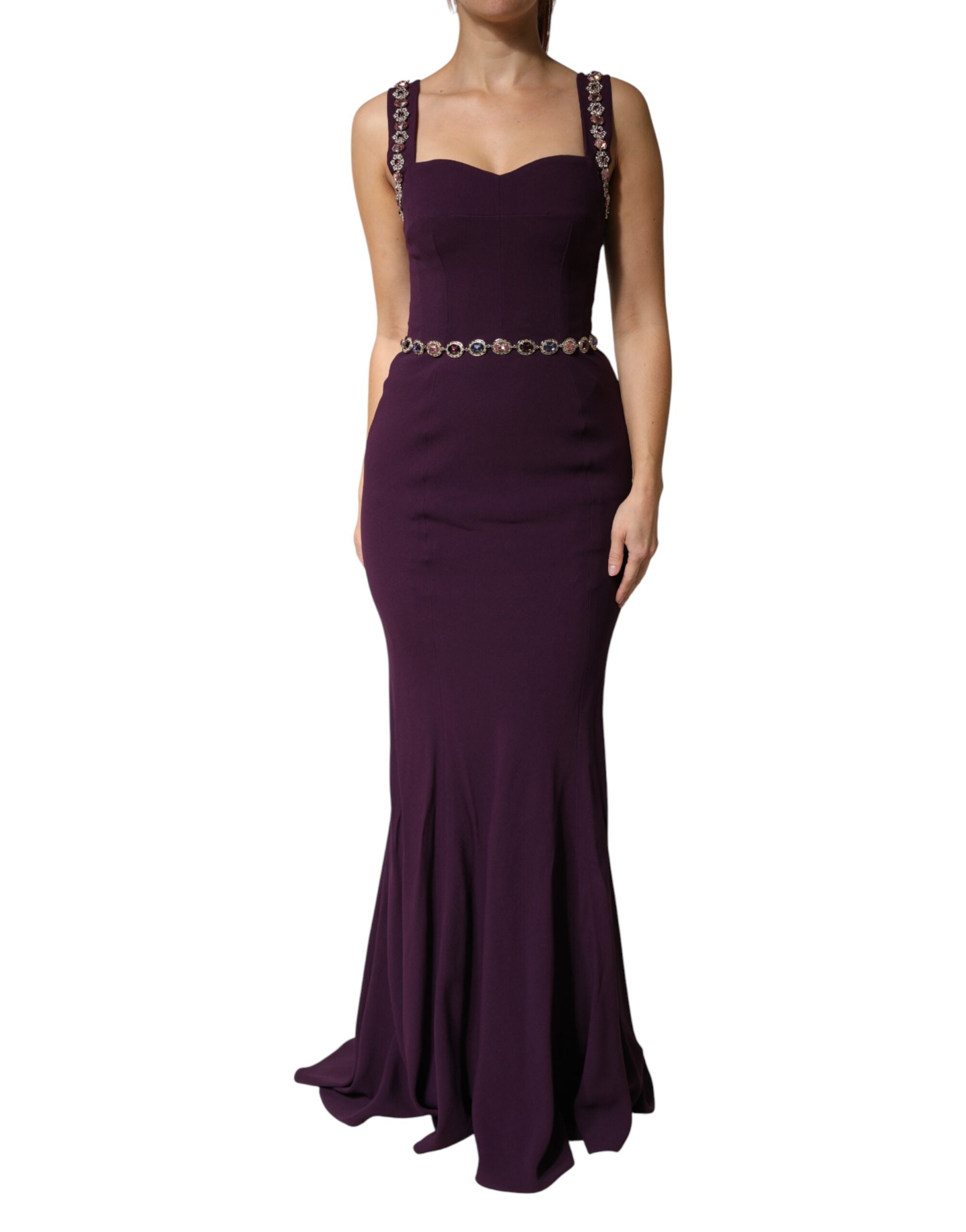 Dolce & Gabbana Violet Embellished Sheath Mermaid Gown Women's Dress