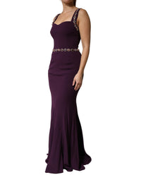 Dolce & Gabbana Violet Embellished Sheath Mermaid Gown Women's Dress