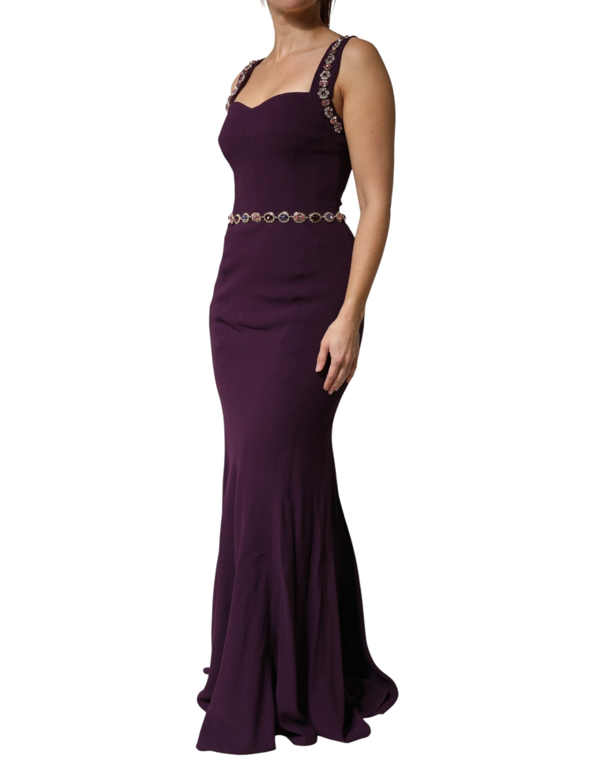 Dolce & Gabbana Violet Embellished Sheath Mermaid Gown Women's Dress