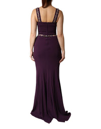 Dolce & Gabbana Violet Embellished Sheath Mermaid Gown Women's Dress