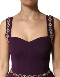 Dolce & Gabbana Violet Embellished Sheath Mermaid Gown Women's Dress