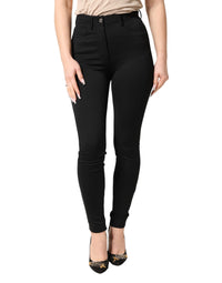 Dolce & Gabbana Black Nylon Stretch Skinny High Waist Women's Pants