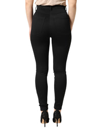 Dolce & Gabbana Black Nylon Stretch Skinny High Waist Women's Pants