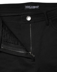 Dolce & Gabbana Black Nylon Stretch Skinny High Waist Women's Pants