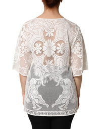 Dolce & Gabbana White Embroidery Lace Cotton Blouse Women's Top