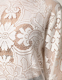 Dolce & Gabbana White Embroidery Lace Cotton Blouse Women's Top