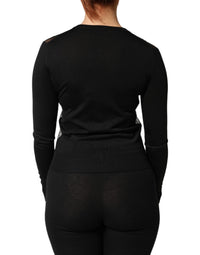 Dolce & Gabbana Black Sheer Button Down Cardigan Women's Sweater