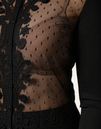 Dolce & Gabbana Black Sheer Button Down Cardigan Women's Sweater