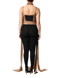 Dolce & Gabbana Brown Virgin Wool Sleeveless Scarf Tank Women's Top