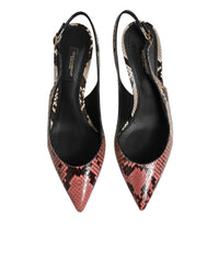 Dolce & Gabbana Multicolor Leather Heels Slingback Women's Shoes