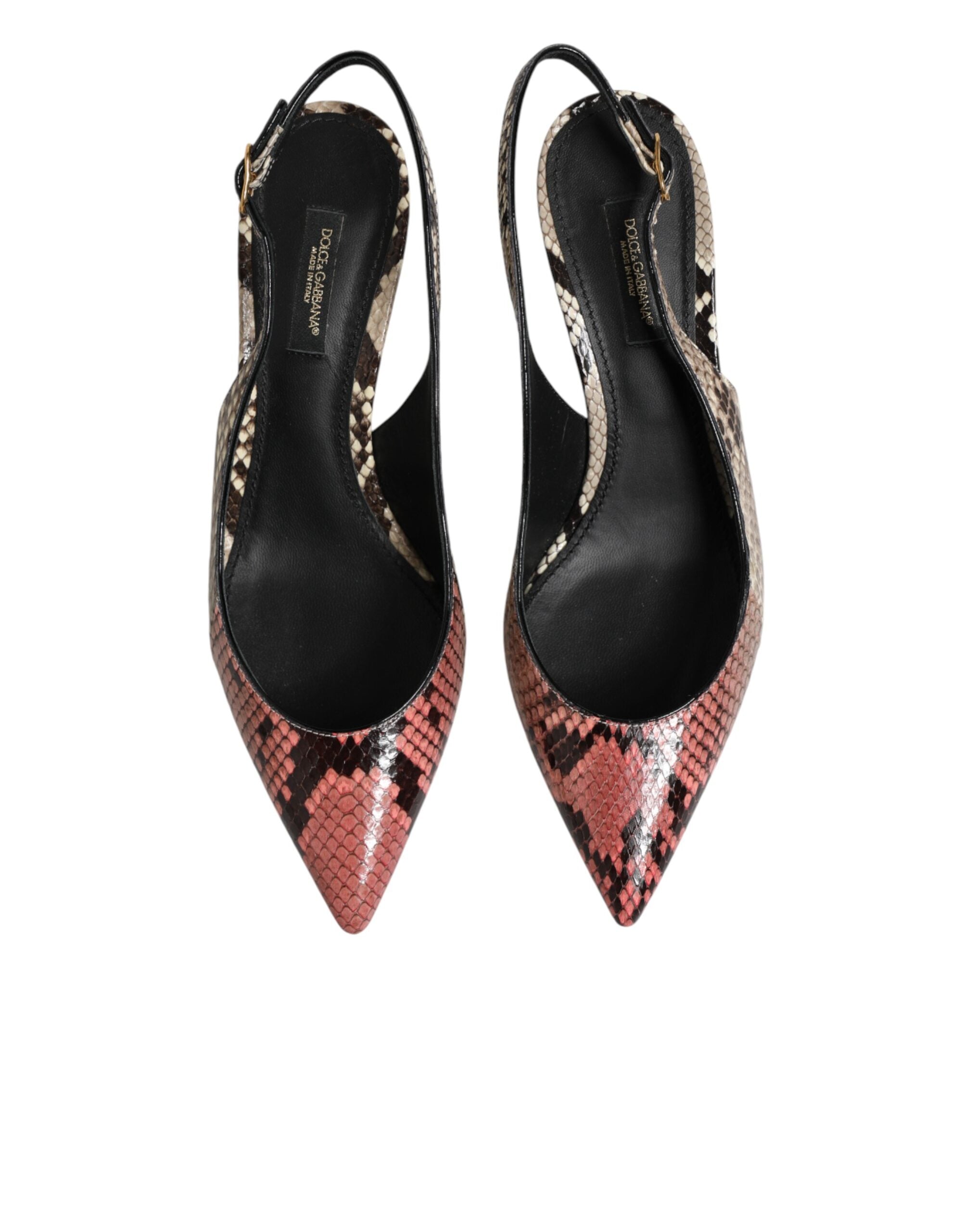 Dolce & Gabbana Multicolor Leather Heels Slingback Women's Shoes
