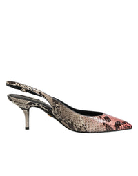 Dolce & Gabbana Multicolor Leather Heels Slingback Women's Shoes