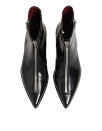 Dolce & Gabbana Black Leather Chelsea Short Ankle Boots Men's Shoes
