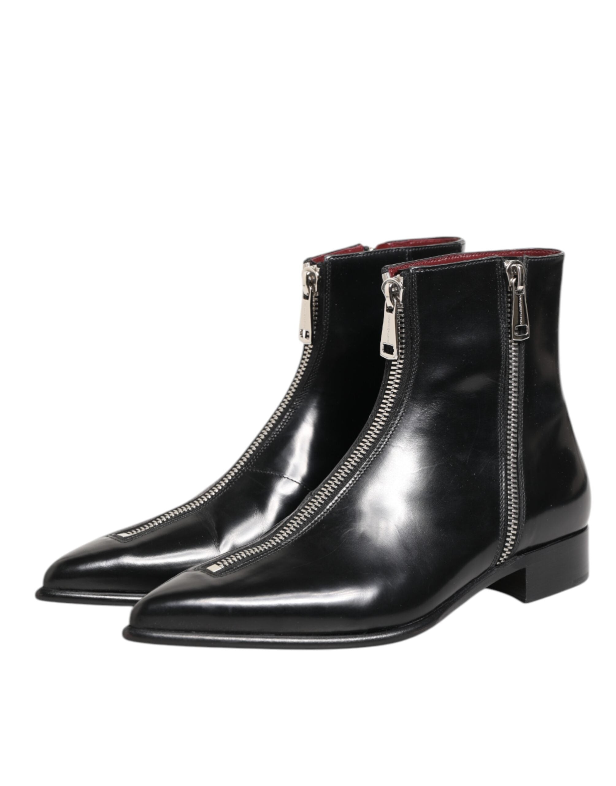 Dolce & Gabbana Black Leather Chelsea Short Ankle Boots Men's Shoes