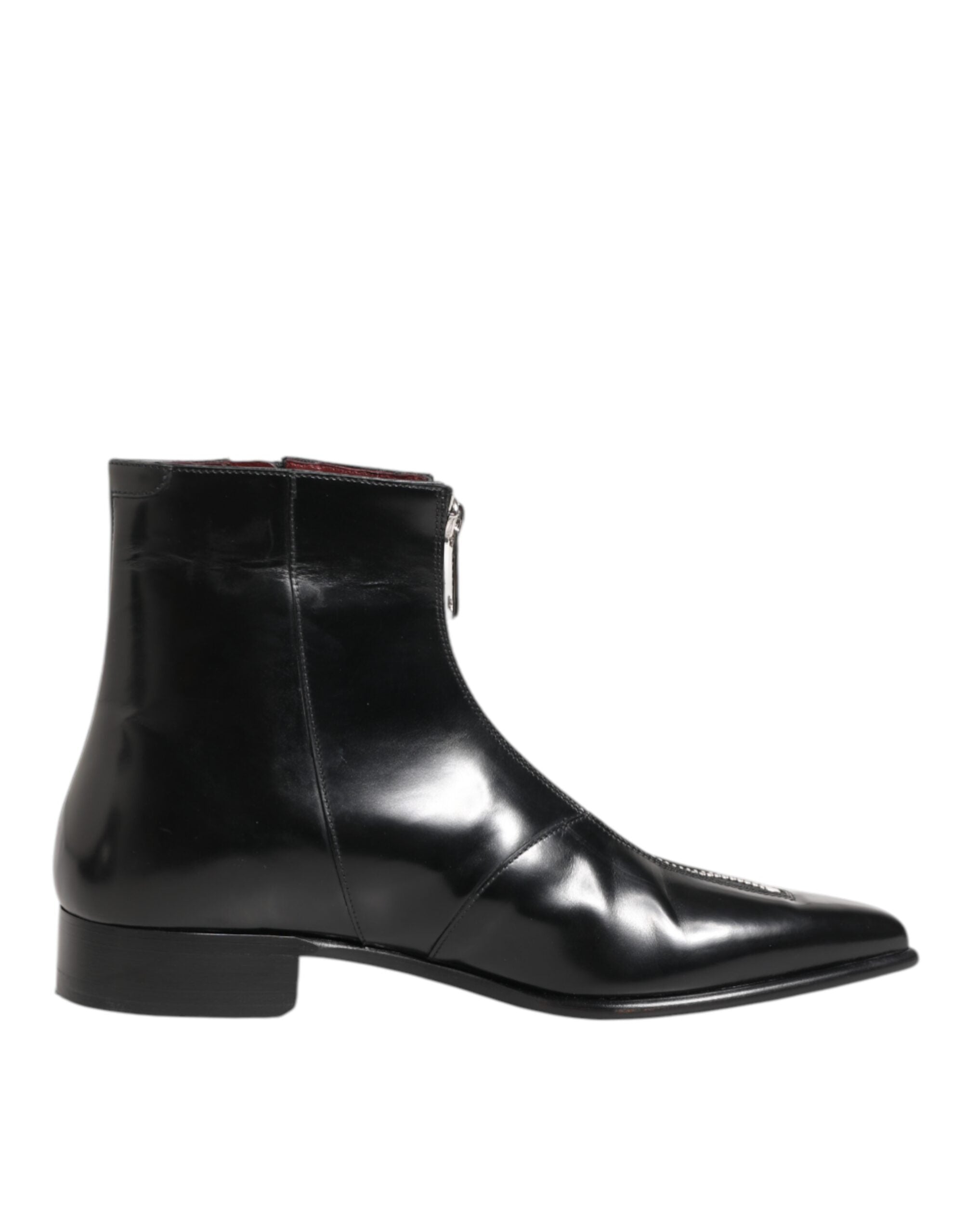 Dolce & Gabbana Black Leather Chelsea Short Ankle Boots Men's Shoes