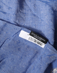 Dolce & Gabbana Blue Lace Stole Cotton Neck Wrap Shawl Men's Scarf