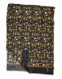 Dolce & Gabbana Black Jazz Club Print Neck Wrap Shawl Men's Scarf