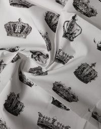 Dolce & Gabbana White Crown Cotton Square Foulard Men's Scarf