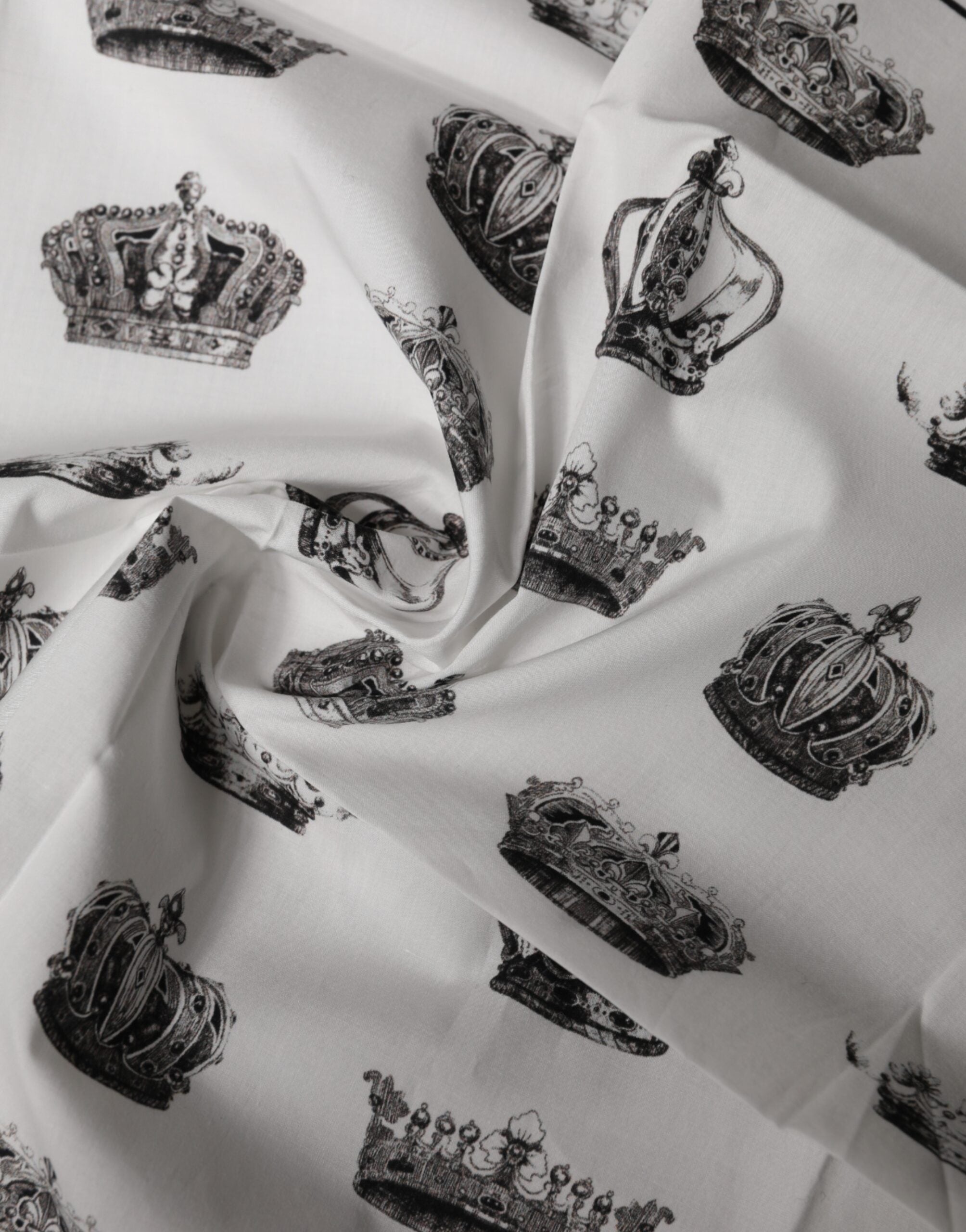 Dolce & Gabbana White Crown Cotton Square Foulard Men's Scarf