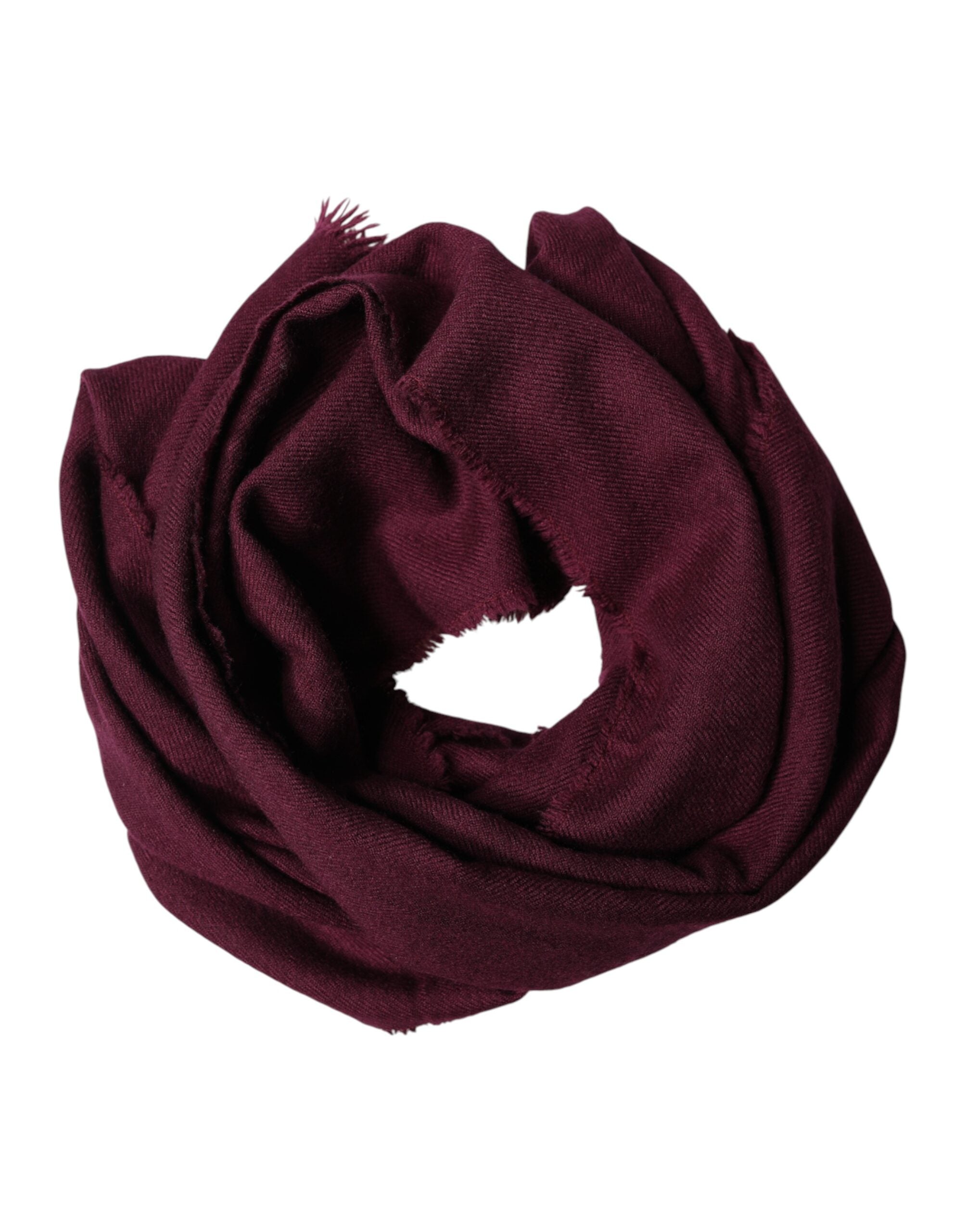 Dolce & Gabbana Maroon Cashmere Fringes Neck Wrap Shawl Men's Scarf