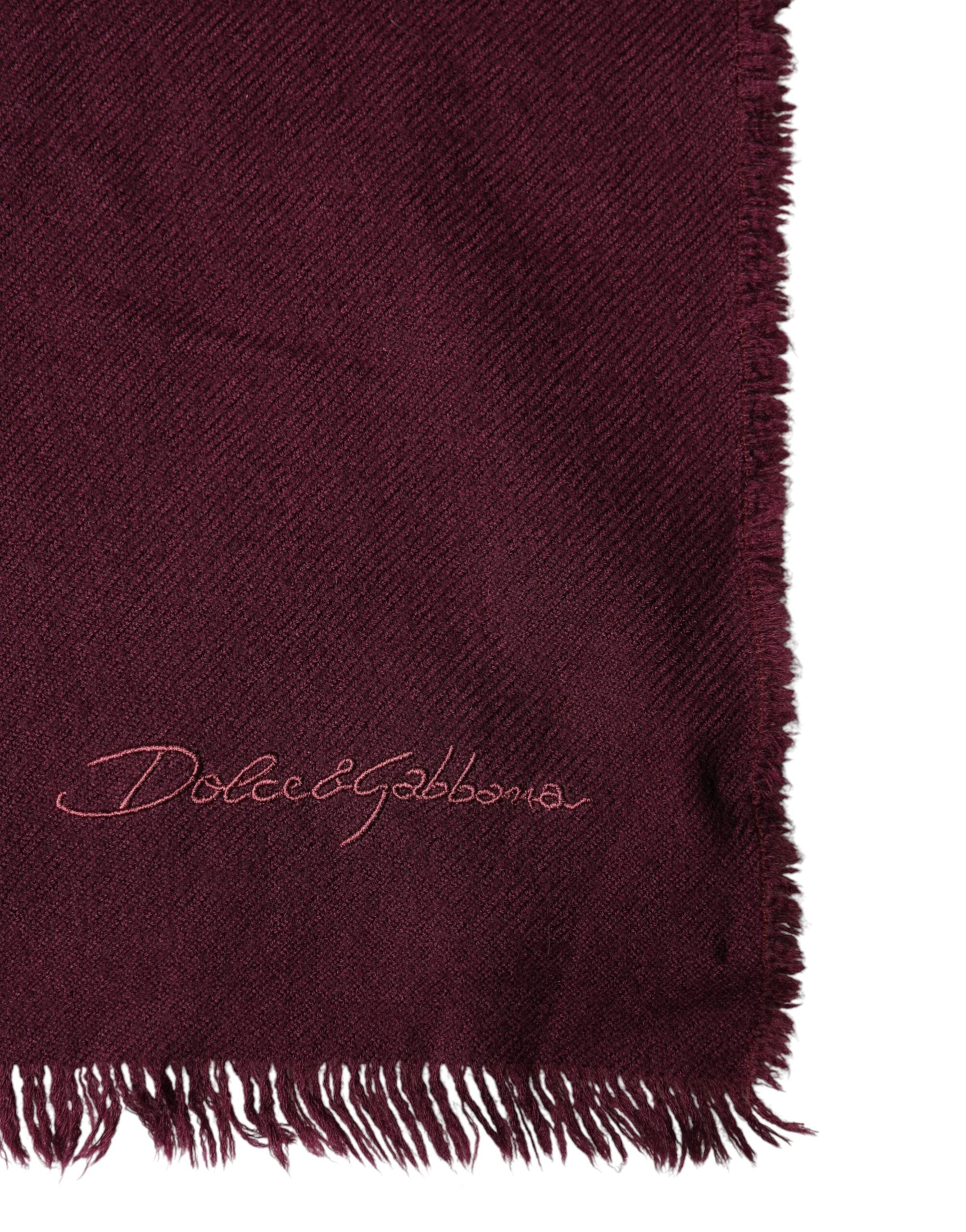 Dolce & Gabbana Maroon Cashmere Fringes Neck Wrap Shawl Men's Scarf