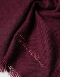 Dolce & Gabbana Maroon Cashmere Fringes Neck Wrap Shawl Men's Scarf
