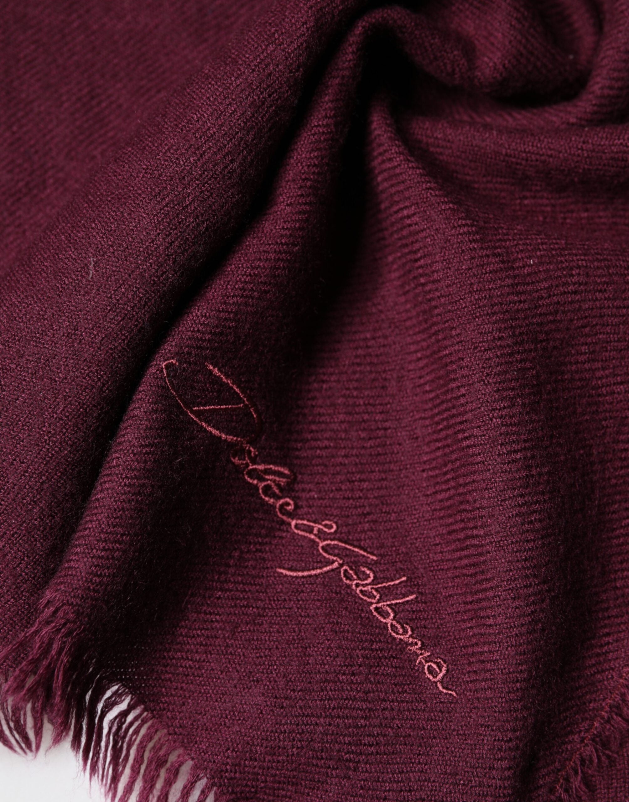 Dolce & Gabbana Maroon Cashmere Fringes Neck Wrap Shawl Men's Scarf