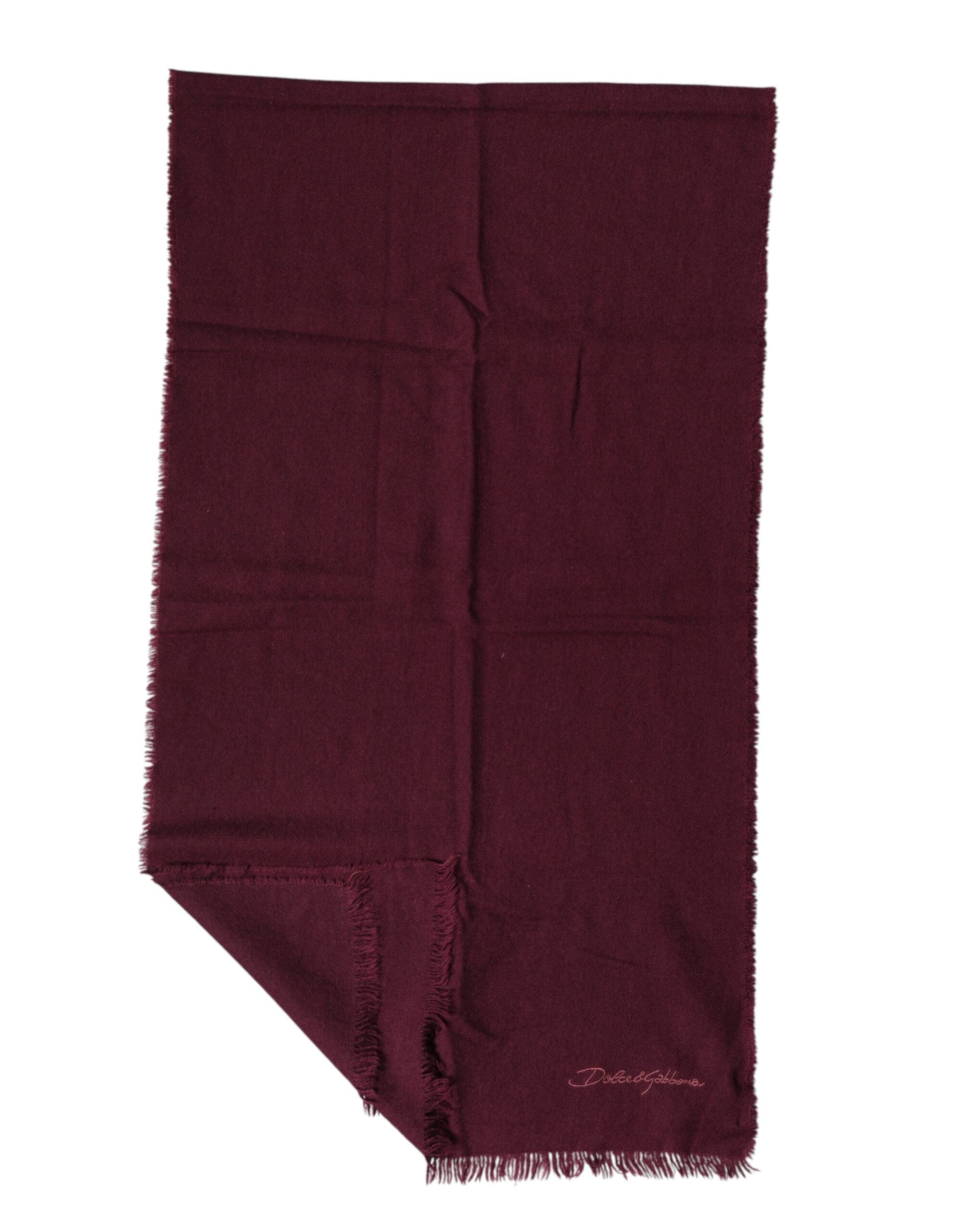 Dolce & Gabbana Maroon Cashmere Fringes Neck Wrap Shawl Men's Scarf