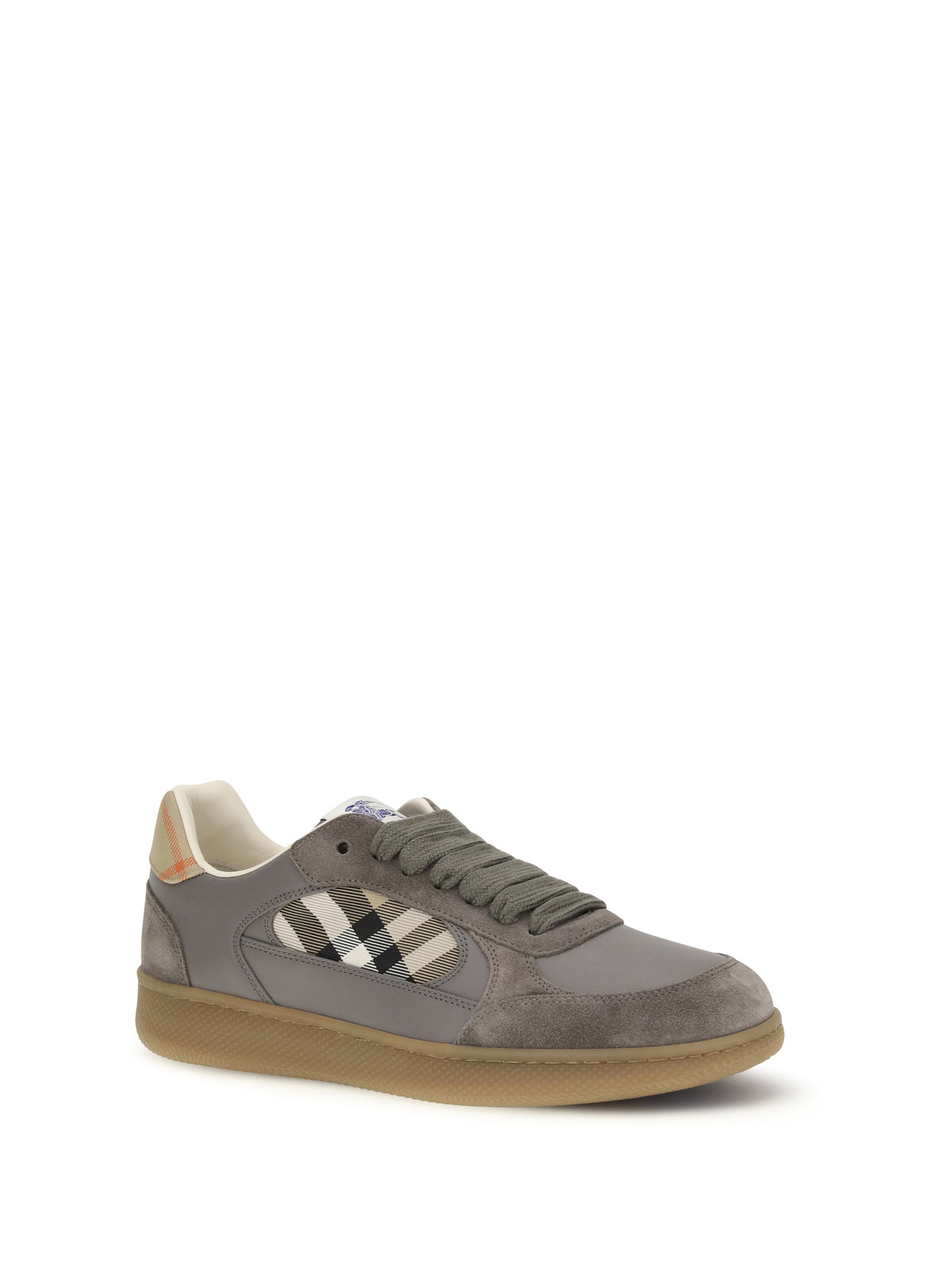 Burberry Men Terrace Leather And Check Sneakers