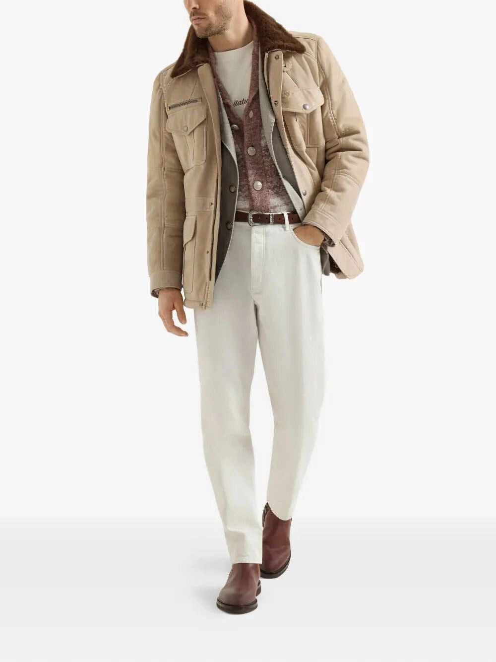 Brunello Cucinelli Men Cardigan Nordic Jacquard