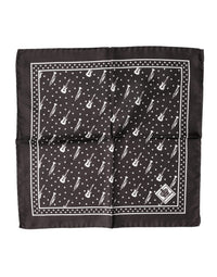 Dolce & Gabbana Black Guitar Trumpet Men Handkerchief Men's Scarf