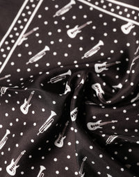 Dolce & Gabbana Black Guitar Trumpet Men Handkerchief Men's Scarf