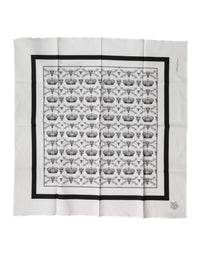 Dolce & Gabbana White Crown Cotton Men Square Foulard Men's Scarf